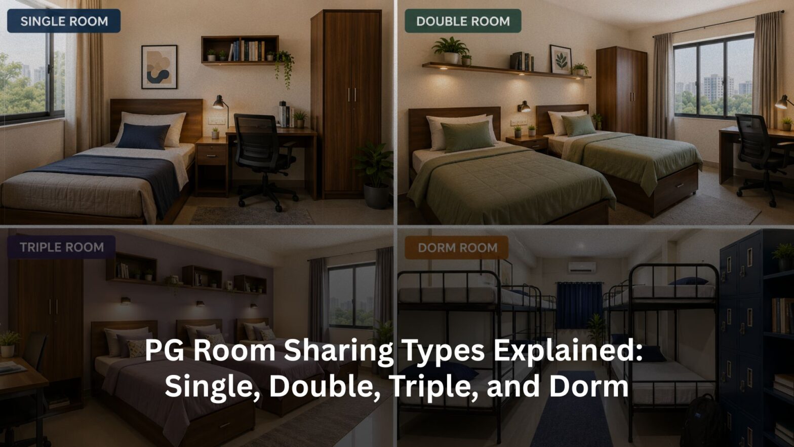 PG Room Sharing Types Explained: Single, Double, Triple, and Dorm