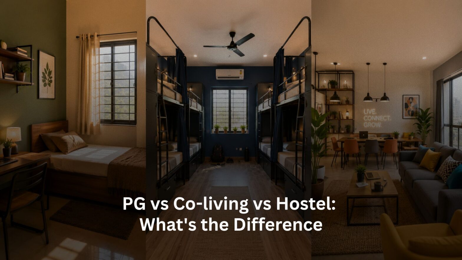 PG vs Co-living vs Hostel: What's the Difference