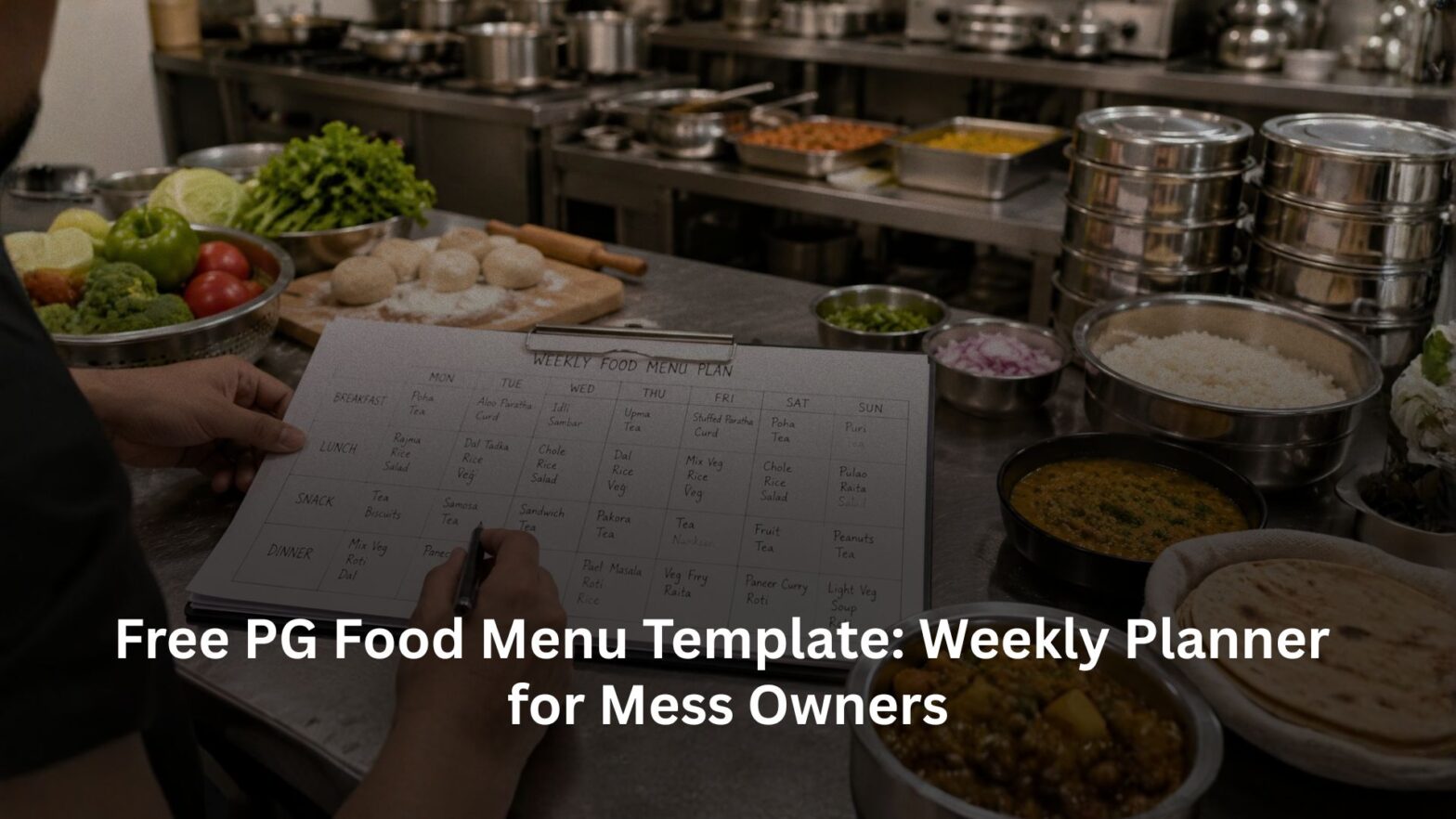 Free PG Food Menu Template: Weekly Planner for Mess Owners